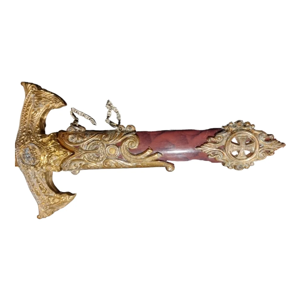 Decorative Sword and Sheath Copper & Stainless Steel w/ Chain for Wall Mounting - Picture 5 of 12